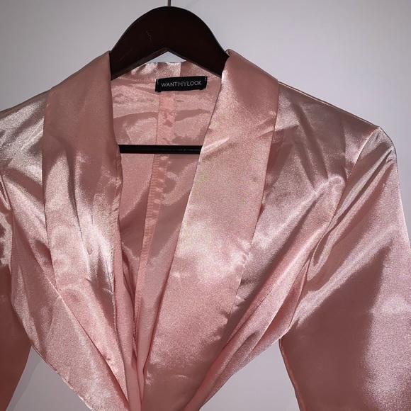 Pretty Little Thing Pink Satin Wrap Dress - Picture 2 of 4